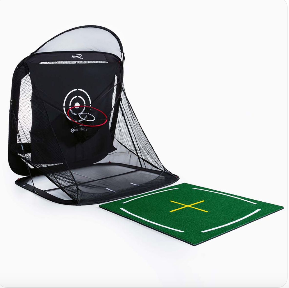 Spornia Golf Simulator Bundle #1: SPG-7 Net + Golf Teaching Hitting Mat + Garmin Approach® R10