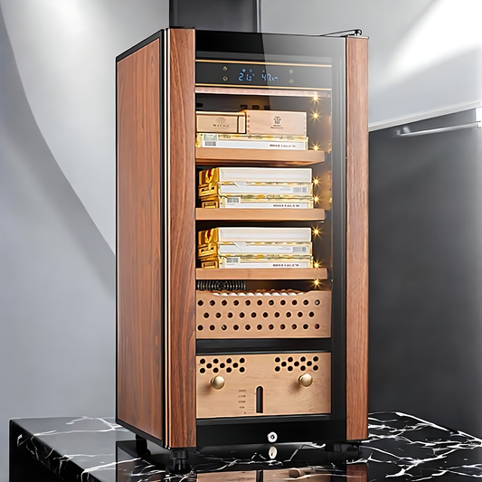 Shandongmt Electric Cigar Humidor in Stainless Steel, Thermoelectric Cooling Cigar Cabinet with Precision Digital Temperature Controls with Spanish Cedar Wood Shelves/Tray